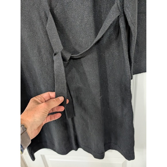 Talbots Tweed Side Tie Sweater Dress women's‎ XL black gold shimmer midi NWTs - Picture 4 of 7